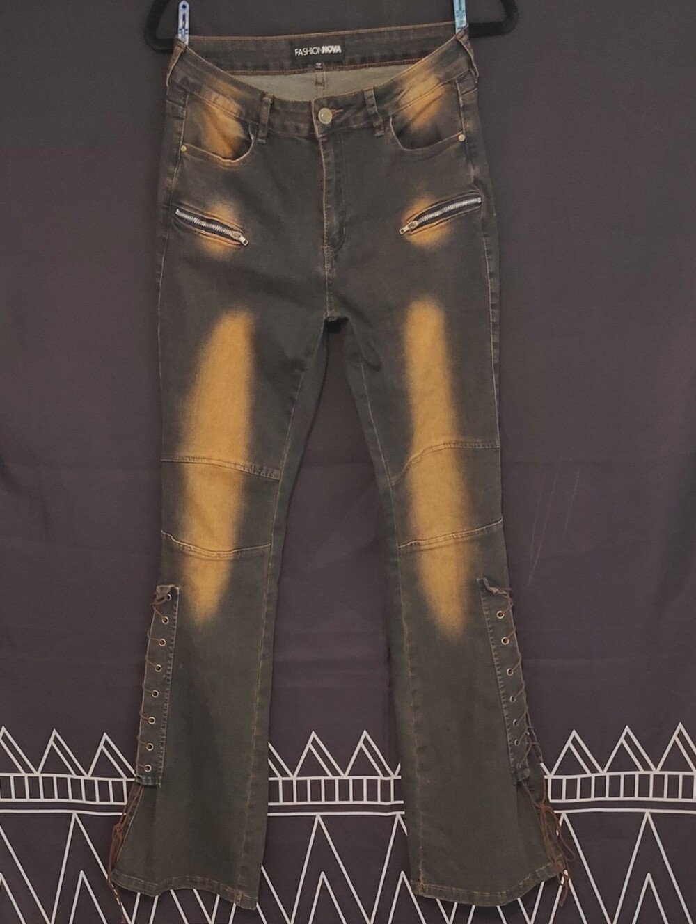 Fashion Nova Tongue Tied Tinted Flare Jeans - Excellent Condition